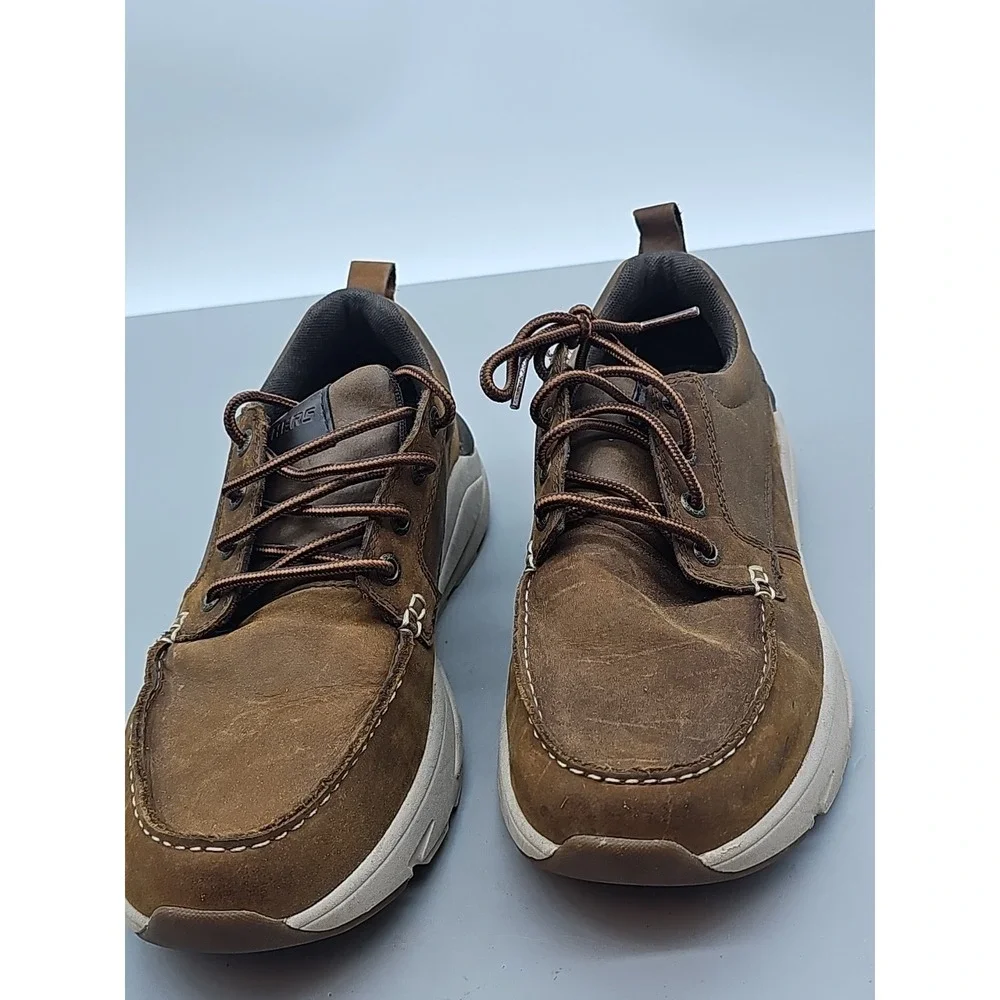 Skechers Men's Elent Leven Boat Shoes Sz  8 Brown Lace Up Air Cooled Arch Suppor